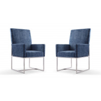 Manhattan Comfort 2-DC029-BL Element Blue Velvet Dining Armchair (Set of 2)